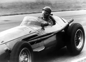 Racing driver Juan Manuel Fangio in action, circa 1955 Racing driver Juan Manuel Fangio in action, circa 1955