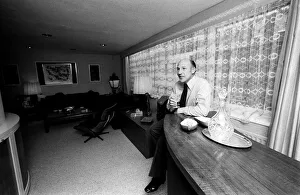 Racing driver Stirling Moss in his new home 1978 Racing driver Stirling Moss in his new home 1978