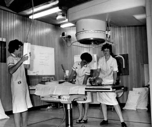 Radiographers prepare a treatment room at the new Radiotherapy unit at Walsgrave hospital Radiographers prepare a treatment room at the new Radiotherapy unit at Walsgrave hospital