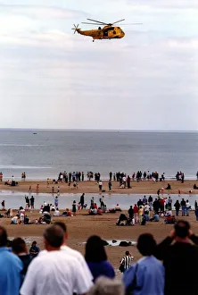 A RAF search and rescue Sea King helicopter from RAF Boulmer gives a demonstration for A RAF search and rescue Sea King helicopter from RAF Boulmer gives a demonstration for