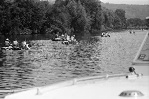 Images Dated 1st June 1976: A raft race in Pangbourne, Berkshire. June 1976