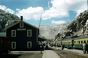 Railway station at La Oroya along route of Central Railway of Peru circa 1971 Railway station at La Oroya along route of Central Railway of Peru circa 1971