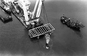 Images Dated 12th October 1982: Raising of Mary Rose ship from the sea bed in Portsmouth October 1982
