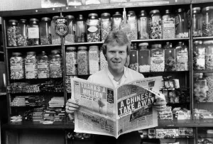 Rangers FC new signing Dave MacKinnon catches up on the Ibrox scene at his newsagents Rangers FC new signing Dave MacKinnon catches up on the Ibrox scene at his newsagents