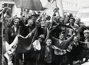 Rangers football fans in celebratory mood at Nuremberg Railway Station as they arrive in Rangers football fans in celebratory mood at Nuremberg Railway Station as they arrive in