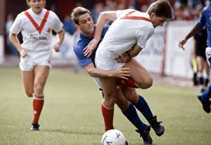 Rangers footballer Kevin Drinkell in a tangle with a player from Airdrieonians during Rangers footballer Kevin Drinkell in a tangle with a player from Airdrieonians during