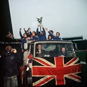 Images Dated 24th May 1972: Rangers players parade around Ibrox Park on lorry with the European Cup Winners Cup