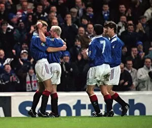 Images Dated 23rd December 1996: Rangers Versus Raith Rovers - Paul Gascoigne Celebrates With Richard Gough After The