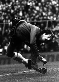 Images Dated 7th November 1981: Ray Clemence making a diving save during the Tottenham Hotspur v West Bromwich Albion