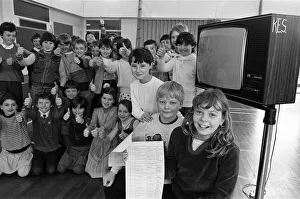 Ready to go before the cameras - these youngsters from class four at Slaithwaite Junior Ready to go before the cameras - these youngsters from class four at Slaithwaite Junior