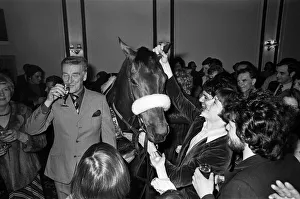 Reception for Red Rum after winning the 1977 Grand National. 2nd April 1977 Reception for Red Rum after winning the 1977 Grand National. 2nd April 1977