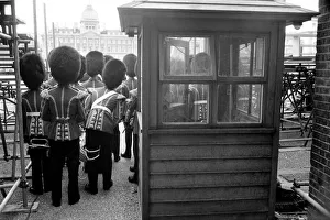 Rehearsal of the trooping of the colour ceremony. May 1975 Rehearsal of the trooping of the colour ceremony. May 1975