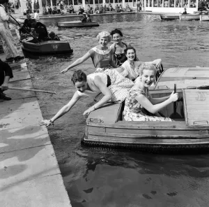 Rehearsals at the speed boat pool Battersea pleasure gardens for the TV broadcast of ' Rehearsals at the speed boat pool Battersea pleasure gardens for the TV broadcast of '