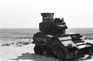 The remains of a Vickers Mk VIB light tank close to the scene of the El Alamein The remains of a Vickers Mk VIB light tank close to the scene of the El Alamein
