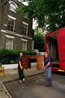 Removal men take Tony Blairs furniture from house July 1997 in Islington to his Removal men take Tony Blairs furniture from house July 1997 in Islington to his