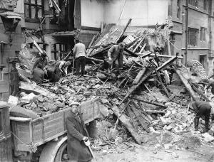 Rescue workers seen here searching through the wreckage of the Police Station in St Mary Rescue workers seen here searching through the wreckage of the Police Station in St Mary