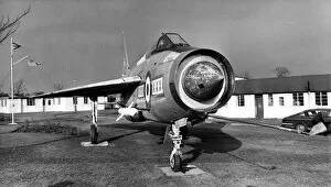 Images Dated 1st February 1980: A retired RAF English Electric Lightning jet fighter aircraft on display outside RAF