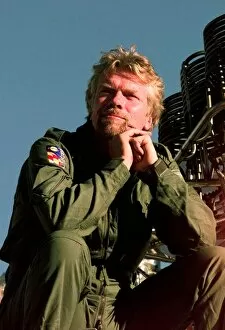 Images Dated 10th December 1997: Richard Branson on top of his Balloon capsule December 1997 with a small weather test