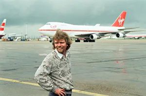Richard Branson seen here on the apron at Heathrow to welcome the first Virgin airways Richard Branson seen here on the apron at Heathrow to welcome the first Virgin airways