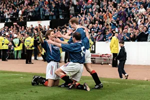 Richard Gough Rangers football player celebrates after scoring goal. 18th May 1996 Richard Gough Rangers football player celebrates after scoring goal. 18th May 1996