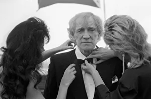 Richard Harris being dressed in black tie on the set of Maigret - March 1988 Richard Harris being dressed in black tie on the set of Maigret - March 1988