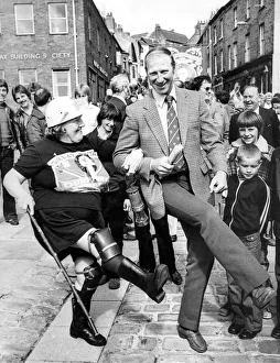 A right foot shuffle from jack Charlton with 62 year old Louisa Ramshaw the the Horden A right foot shuffle from jack Charlton with 62 year old Louisa Ramshaw the the Horden