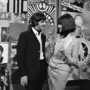 Ringo Starr interviewed by hostess Cathy McGowan on the set of TV show 'Ready Ringo Starr interviewed by hostess Cathy McGowan on the set of TV show 'Ready