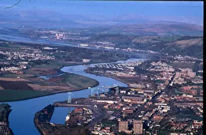 Rivers Clyde aerial view Glasgow Clydebank February 1994 Rivers Clyde aerial view Glasgow Clydebank February 1994