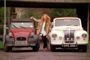 Road Record December 1998 Veronica Bernier female between red Citroen 2CV Road Record December 1998 Veronica Bernier female between red Citroen 2CV