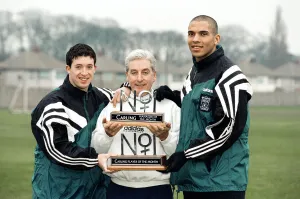 Robbie Fowler Liverpool Football Player January Player of the Month LEFT with Roy Evans Robbie Fowler Liverpool Football Player January Player of the Month LEFT with Roy Evans
