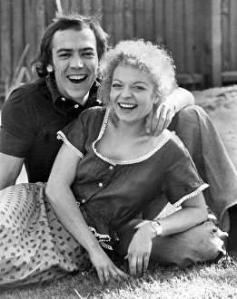Robert Lindsay and Cheryl Hall laughing during TV press call - September 1974 Robert Lindsay and Cheryl Hall laughing during TV press call - September 1974