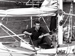 Robin Knox Johnston in his Suhaili boat at Falmouth before his departure for the 1968-69 Robin Knox Johnston in his Suhaili boat at Falmouth before his departure for the 1968-69