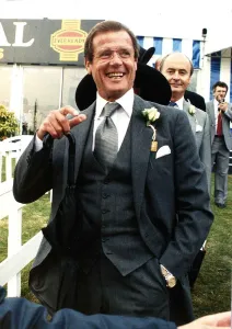 Roger Moore Actor At The Epsom Derby Horseracing July 1989 Roger Moore Actor At The Epsom Derby Horseracing July 1989