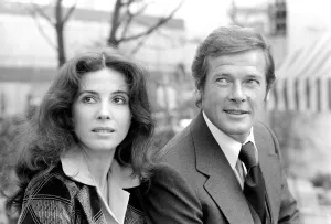 Roger Moore with Barbara Parkins who star in the film Shout at the Devil Roger Moore with Barbara Parkins who star in the film Shout at the Devil