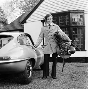 Ron Atkins the Steeplechase jockey who wears mod gear, about to set off for the races Ron Atkins the Steeplechase jockey who wears mod gear, about to set off for the races