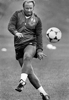 Ron Atkinson on the ball with a precision pass during training. August 1984 P017034 Ron Atkinson on the ball with a precision pass during training. August 1984 P017034
