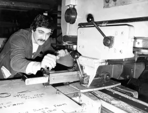 Ronnie Metcalf operates a nibbler in a factory in 1980 Ronnie Metcalf operates a nibbler in a factory in 1980