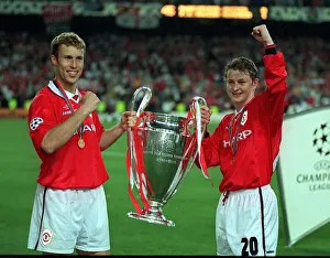 Ronny Johnsen and Ole Gunnar Solskjaer May 1999 hold the Champions League Ronny Johnsen and Ole Gunnar Solskjaer May 1999 hold the Champions League