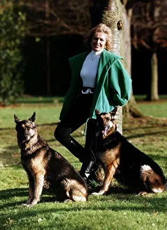 Rosemary Conley UK diet & fitness expert poses for a photograph while exercising her pet Rosemary Conley UK diet & fitness expert poses for a photograph while exercising her pet