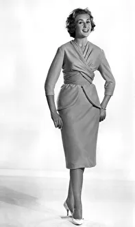 Rosemary Hewart modelling wrap over dress. November 1959 P006979 Rosemary Hewart modelling wrap over dress. November 1959 P006979