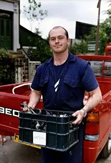 Images Dated 28th June 1991: Ross Kemp Actor of Eastenders on the Set with a Crate of empty Beer Bottles