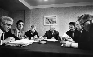 Round the conference table in a Kirby hotel today where from the left Round the conference table in a Kirby hotel today where from the left