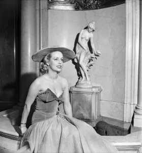 Royal Film Show Rehearsal Joan Greenwood wearing dress and hat Royal Film Show Rehearsal Joan Greenwood wearing dress and hat