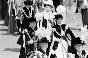His Royal Highness The Price of Wales escorts Her majesty Margrethe II Queen of Denmark His Royal Highness The Price of Wales escorts Her majesty Margrethe II Queen of Denmark