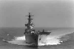 Royal Navy Ships HMS Invincible Aircraft Carrier sailing in the Northern Atlantic Royal Navy Ships HMS Invincible Aircraft Carrier sailing in the Northern Atlantic