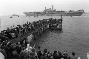 Royal Navy task force set sail for the Falklands following the invasion by Argentine Royal Navy task force set sail for the Falklands following the invasion by Argentine