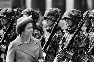 Images Dated 1st May 1980: The royal tour of Switzerland. Pictured, Queen Elizabeth II inspecting troops