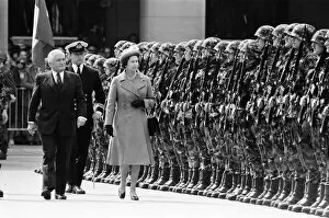 Images Dated 1st May 1980: The royal tour of Switzerland. Pictured, Queen Elizabeth II inspecting troops