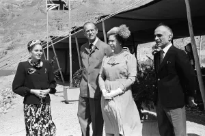 Royal visit to Jordan. Queen Noor of Jordan, Prince Philip, Duke of Edinburgh Royal visit to Jordan. Queen Noor of Jordan, Prince Philip, Duke of Edinburgh