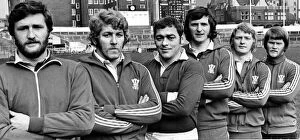 Images Dated 16th January 1975: Rugby : The six new Welsh caps for the match against France on parade at the National